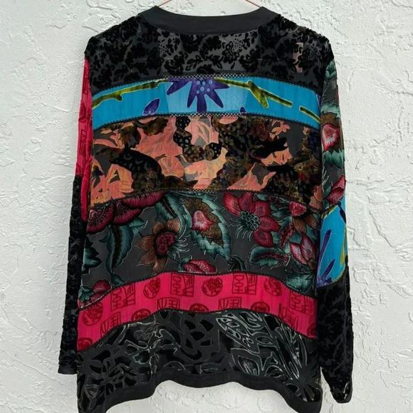 Chicos Womens Silk Burn Out Velvet Fringed Wrap Shawl Multicolor Size 2 - Picture 12 of 14